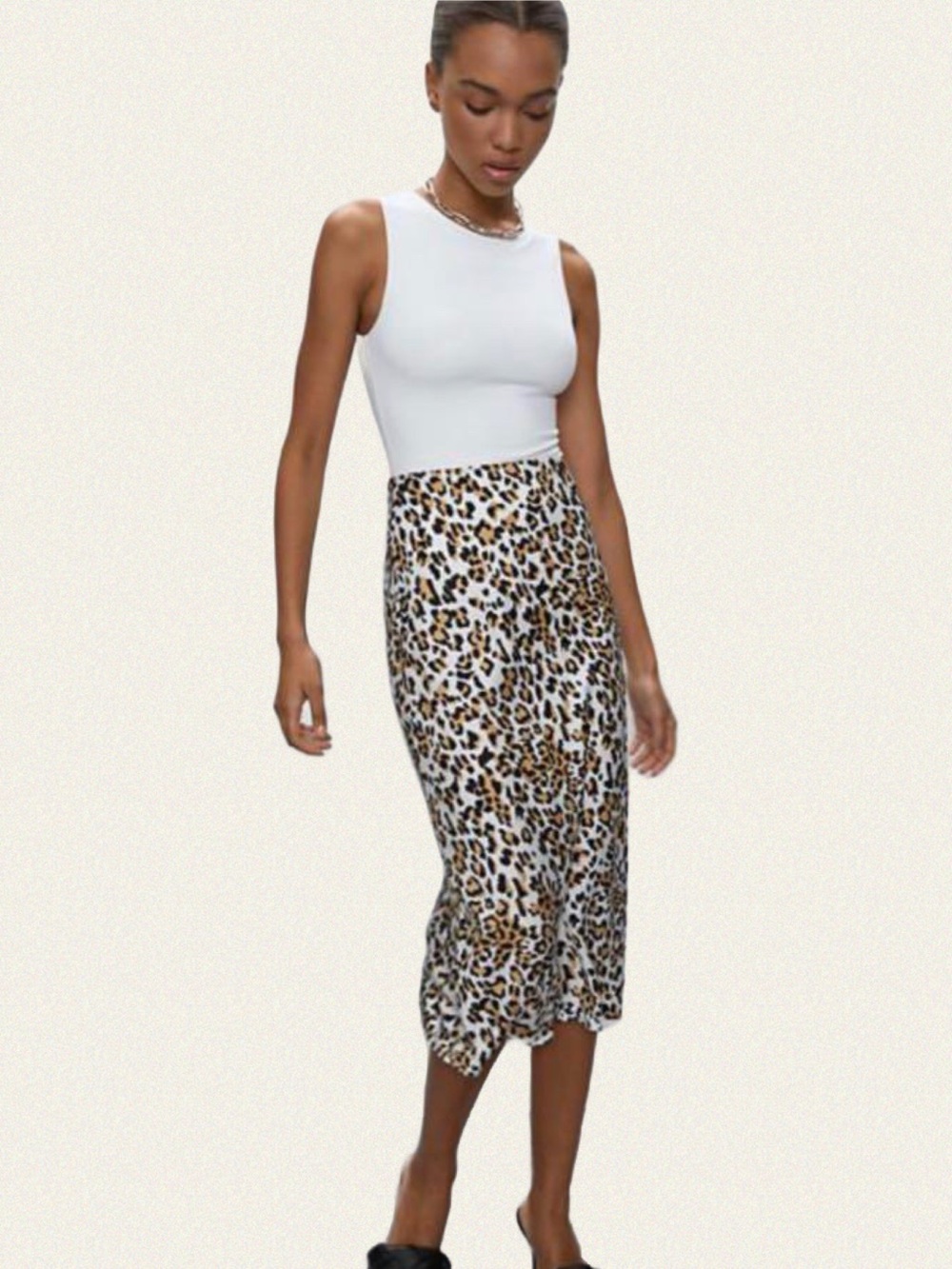 Babaton Leopard Print Satin Midi Skirt - Picture 3 of 10